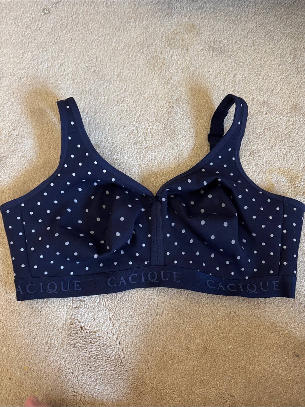Cacique Navy and White Polka Dot Wireless Bra